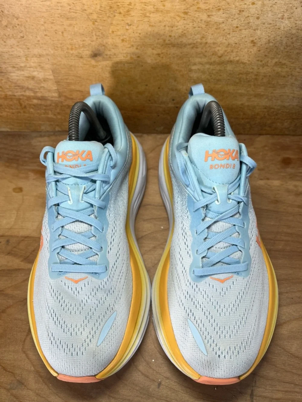 Hoka One One Bondi 8 Womens Size 9 Wide Running Shoes Sneakers Blue Yellow - Picture 3 of 14